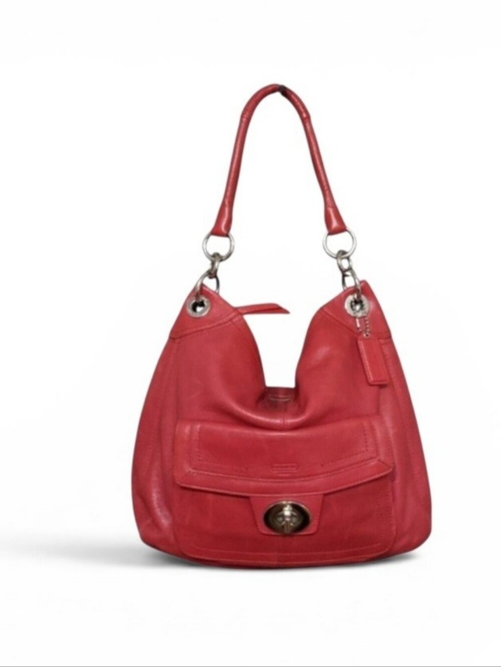 Coach Y2K Vintage Hamptons Leather Turnlock Shoulder Tote No. F15687 Great Cond